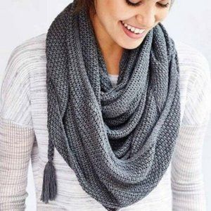 SILENCE & NOISE Urban Outfitters Gray Scarf Shawl Tassels Versatile Neutral OSFA